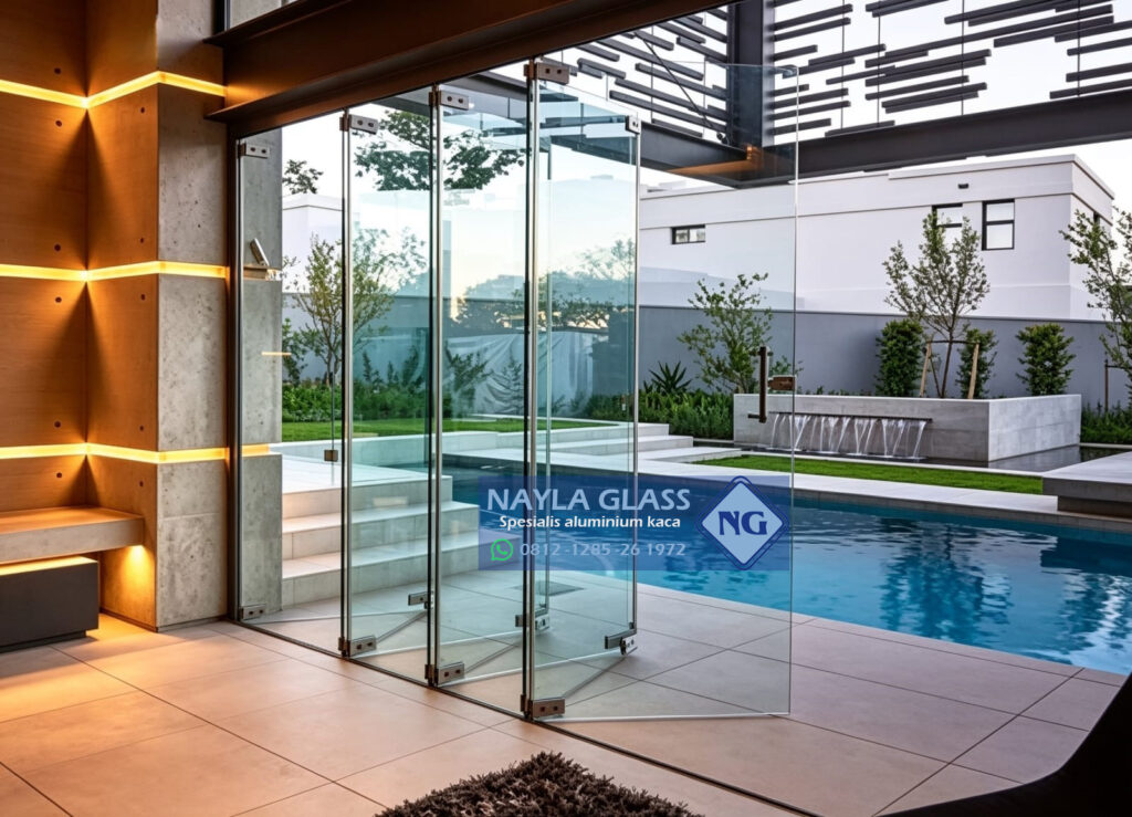 Partisi Pintu Lipat Kaca Frameless