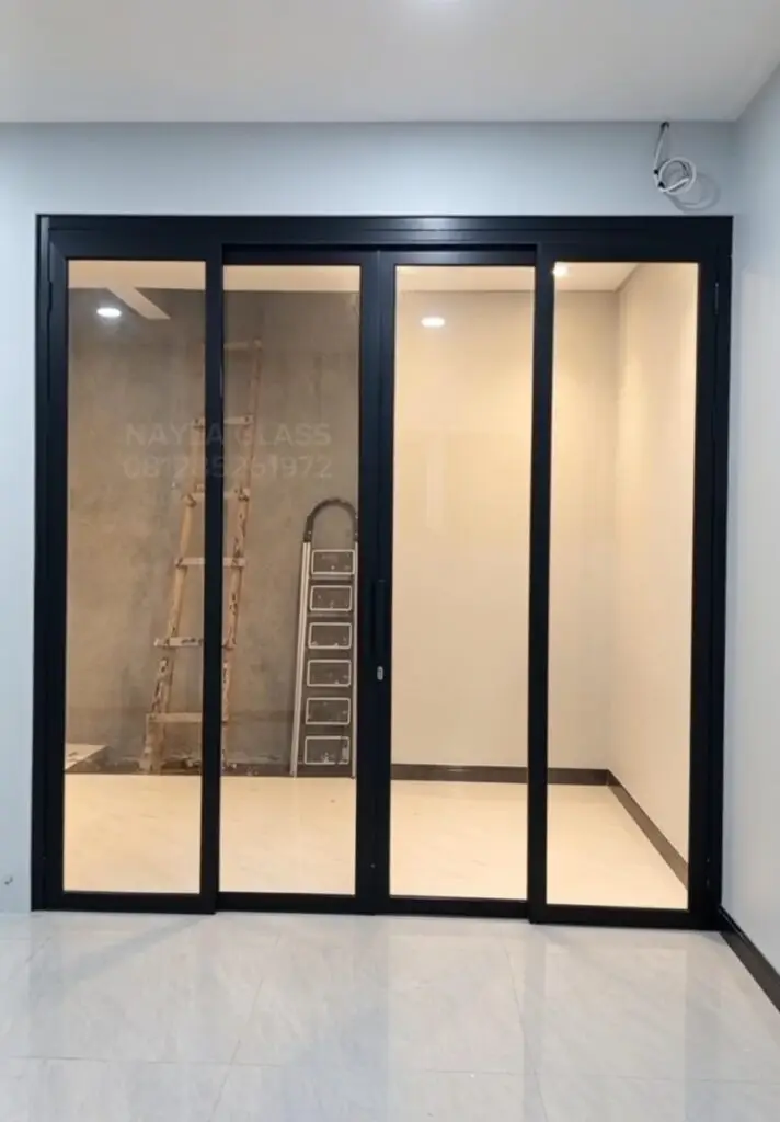 Pintu Sliding swing Aluminium Kaca 4 daun