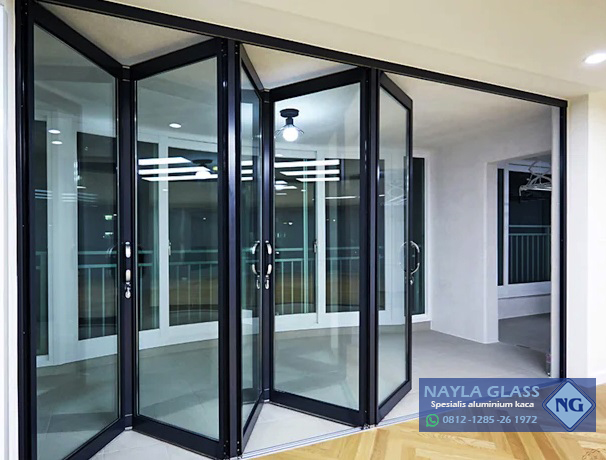 Partisi pintu lipat Aluminium Kaca