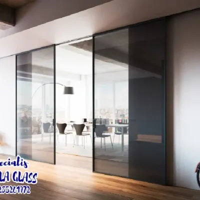 Partisi Pintu Geser Aluminium Kaca
