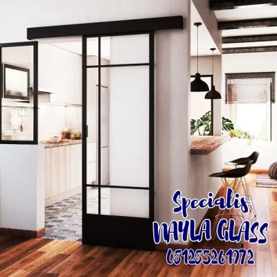 Pintu Geser Frame Aluminium Kaca Tempered